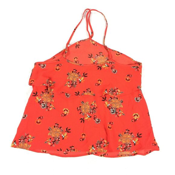 New Lily White Halter Camisole Size Large Womens Floral Print Coral Red Top L - Picture 2 of 6